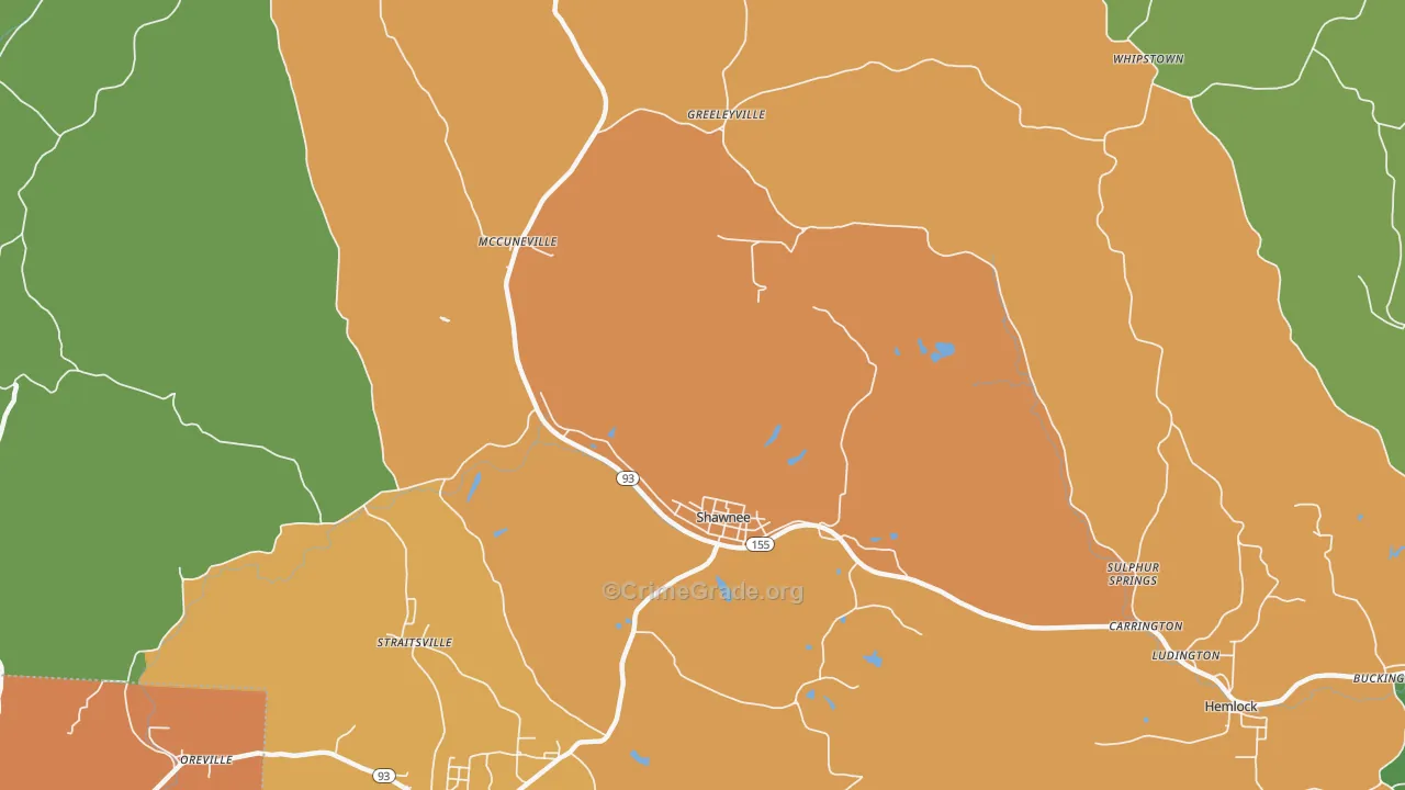 Shawnee, OH Map of Assault Rates