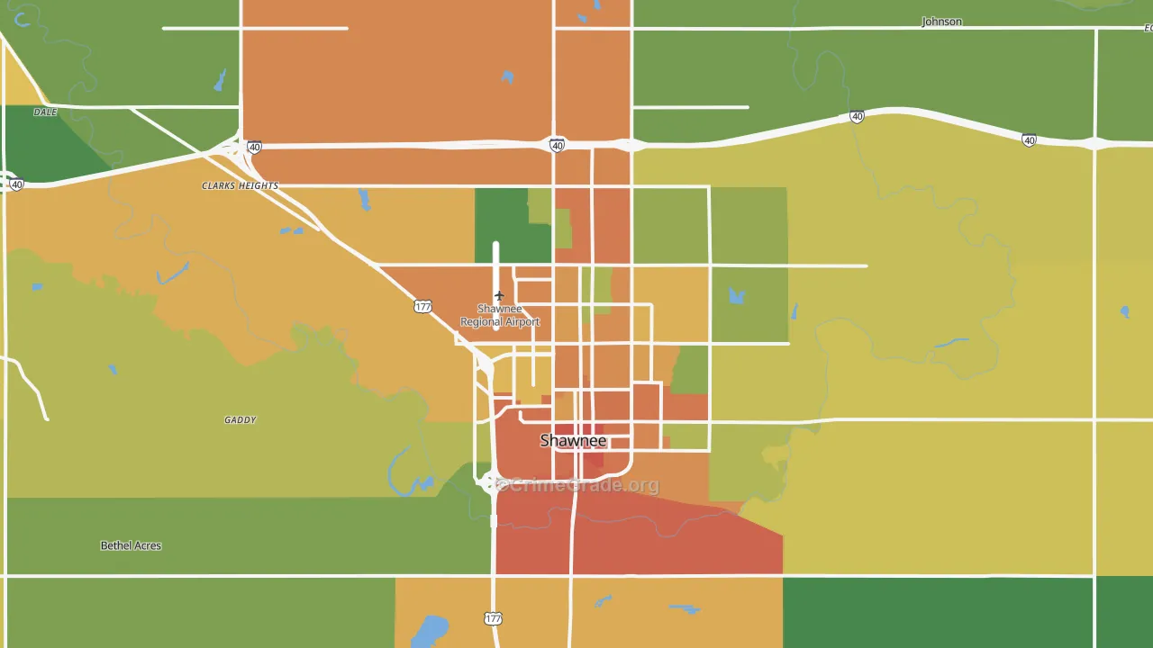 Shawnee, OK Map of Assault Rates