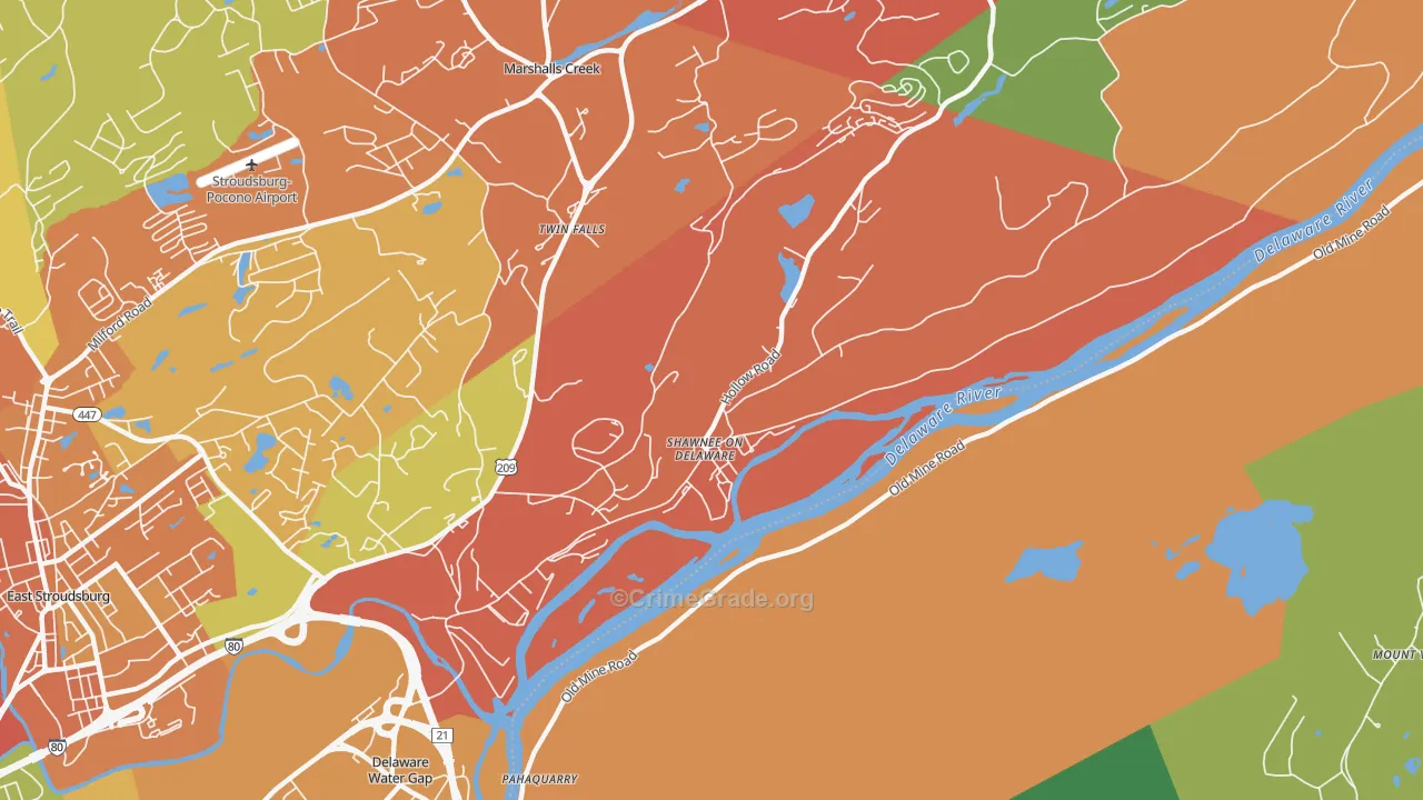 Shawnee On Delaware, PA Map of Assault Rates