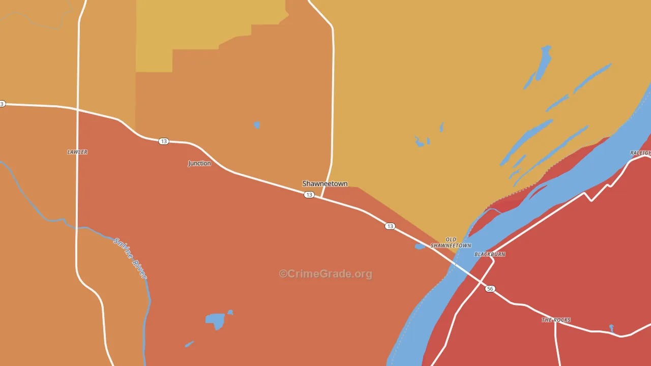 Shawneetown, IL Map of Assault Rates