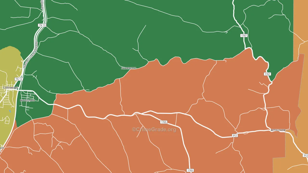 Shawnette, TN Map of Assault Rates