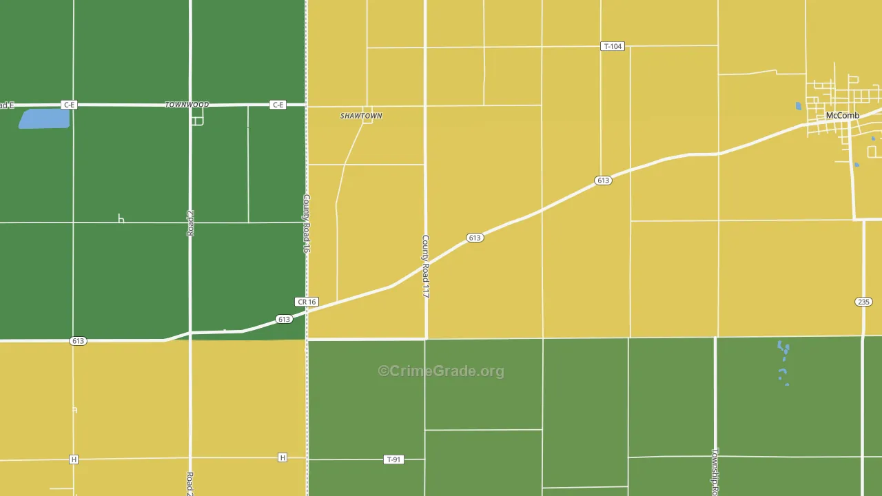 Shawtown, OH Map of Assault Rates