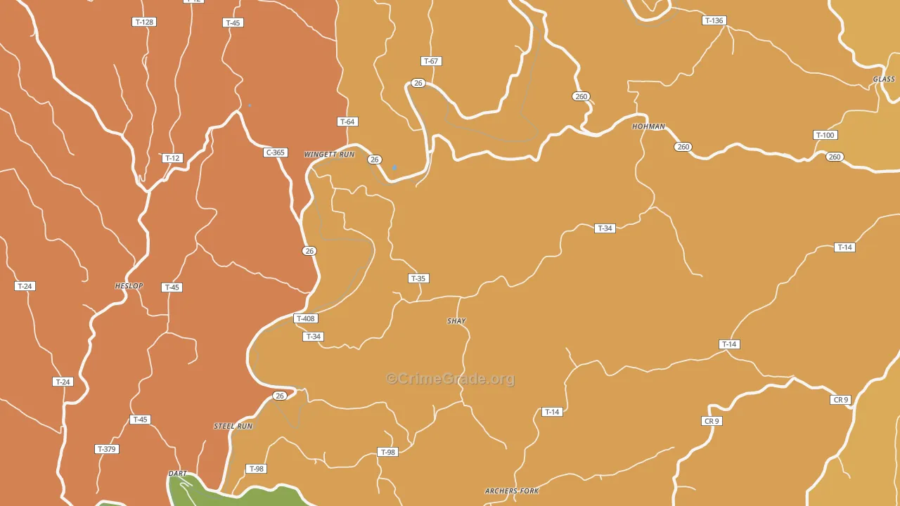 Shay, OH Map of Assault Rates