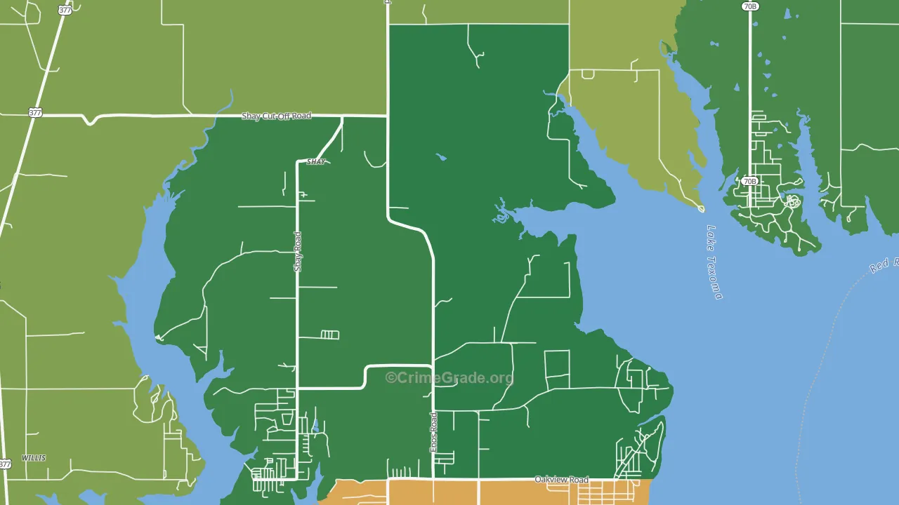 Shay, OK Map of Assault Rates