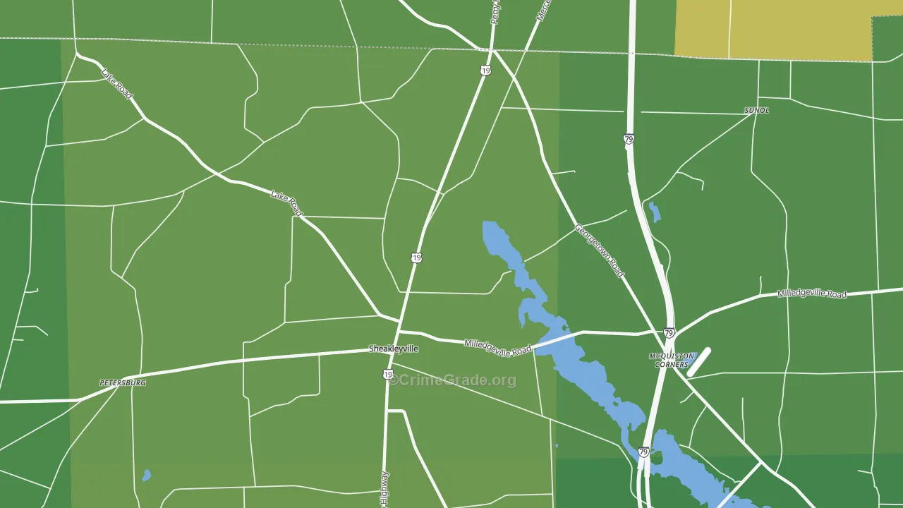 Sheakleyville, PA Map of Assault Rates