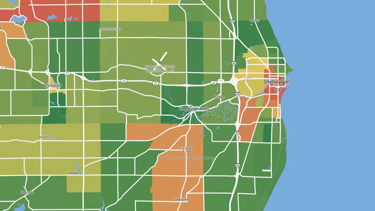 Sheboygan County, WI Map of Assault Rates