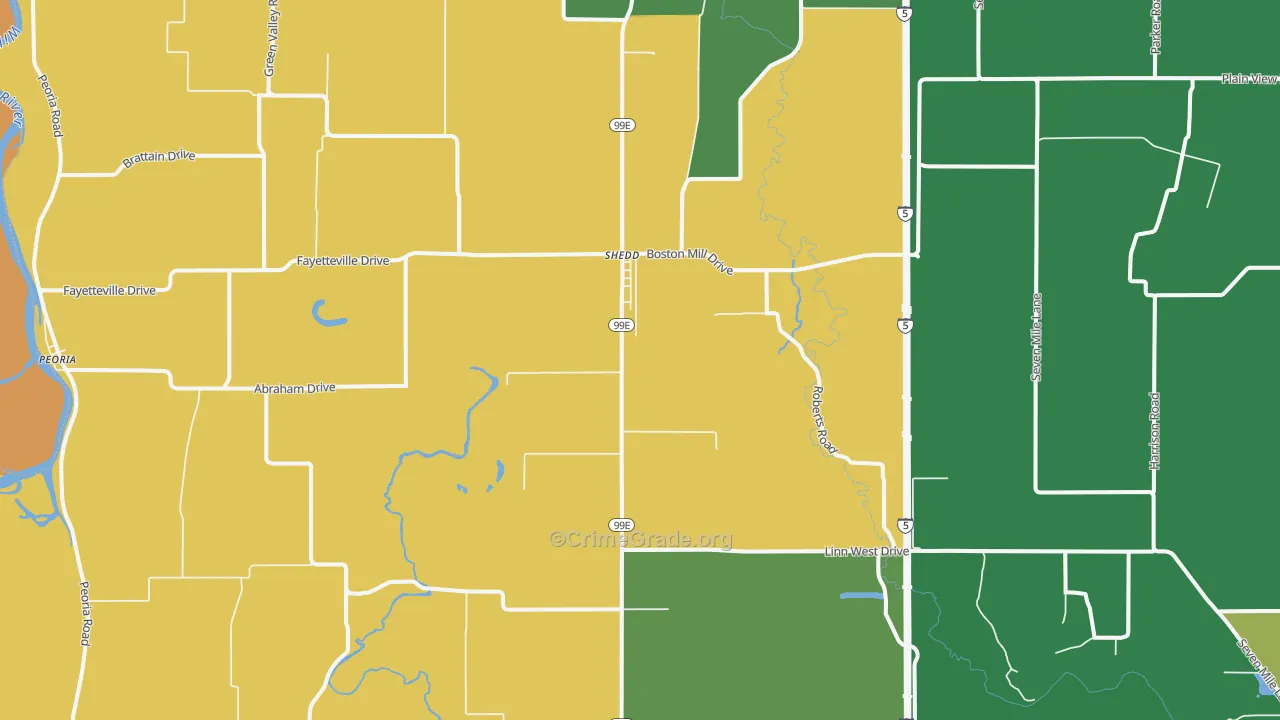 Shedd, OR Map of Assault Rates