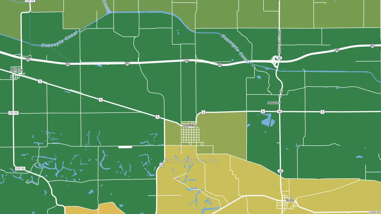Sheffield, IL Map of Assault Rates