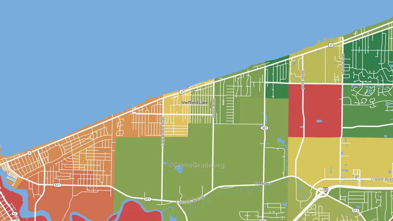 Sheffield Lake, OH Map of Assault Rates