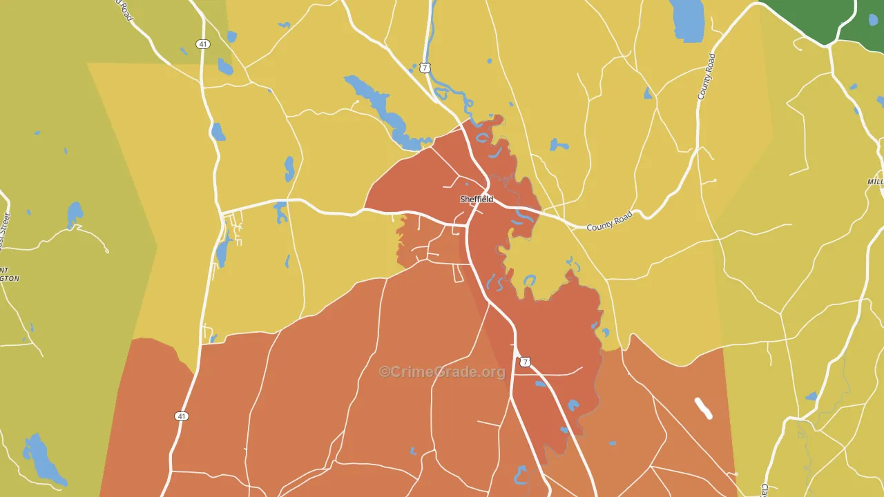 Sheffield, MA Map of Assault Rates