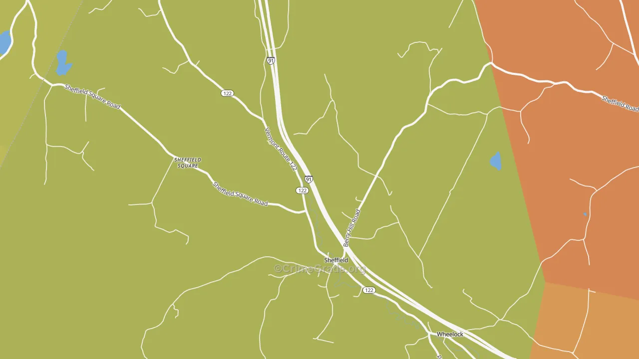 Sheffield, VT Map of Assault Rates