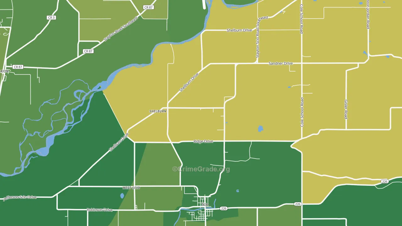 Shelburn, OR Map of Assault Rates