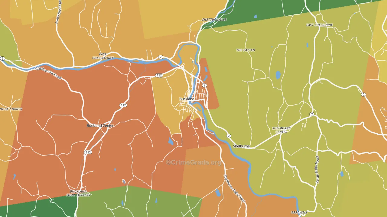 Shelburne Falls, MA Map of Assault Rates