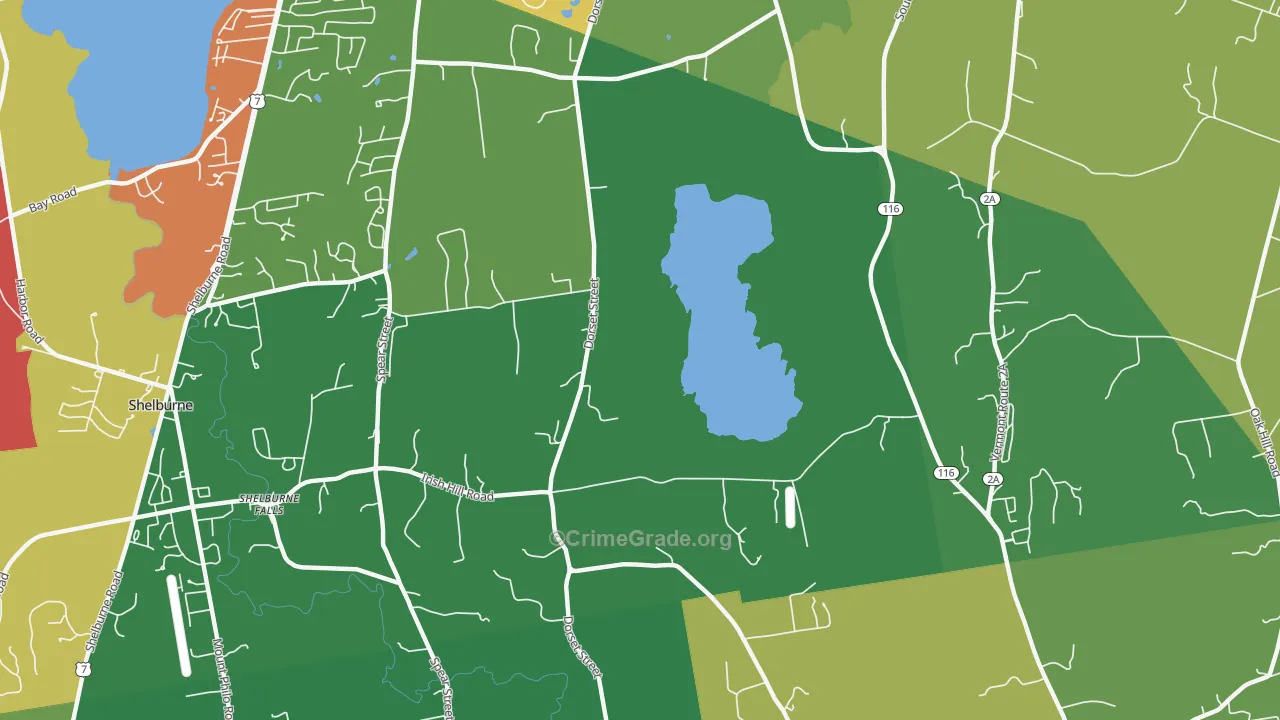 Shelburne Falls, VT Map of Assault Rates