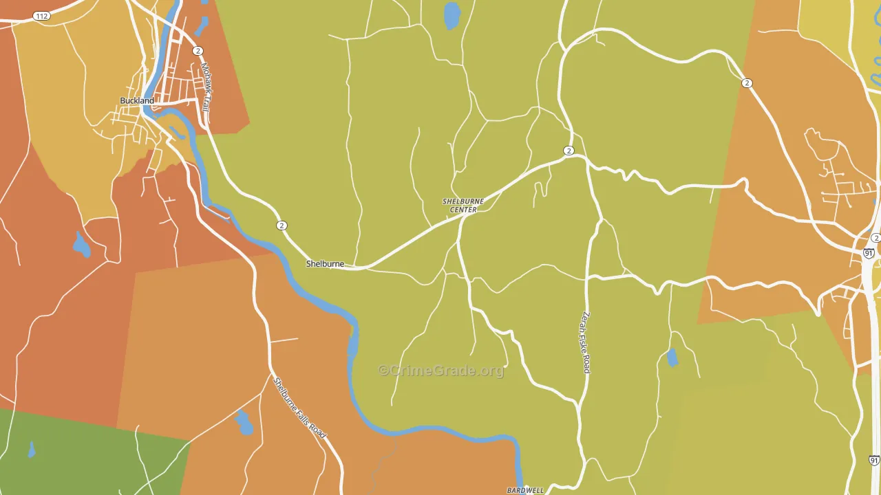 Shelburne, MA Map of Assault Rates