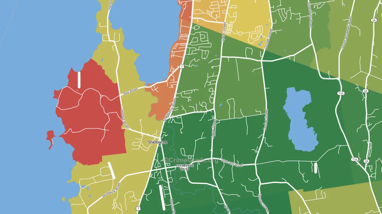 Shelburne, VT Map of Assault Rates