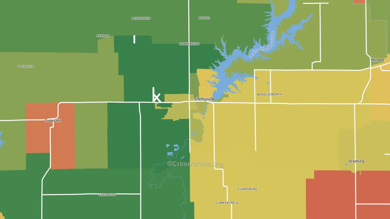 Shelby County, IL Map of Assault Rates
