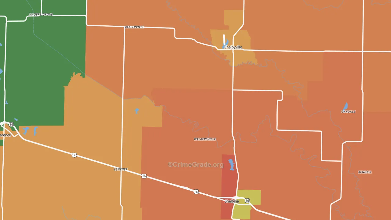 Shelby County, MO Map of Assault Rates