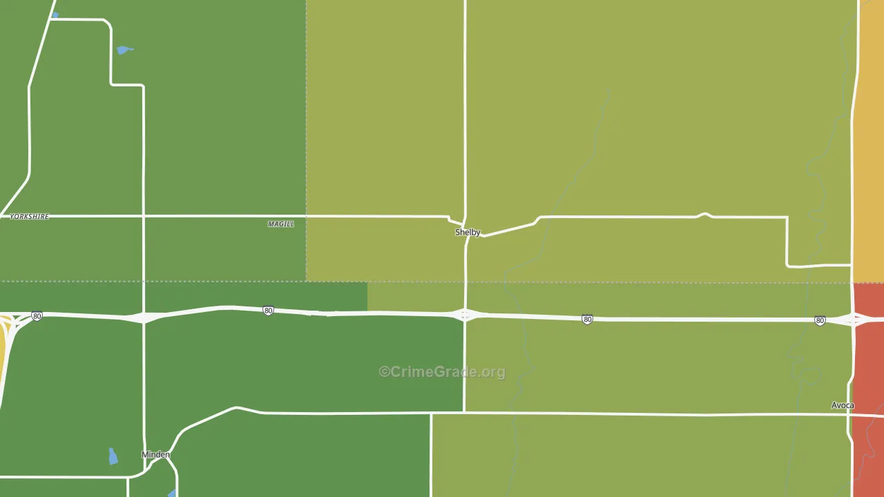 Shelby, IA Map of Assault Rates