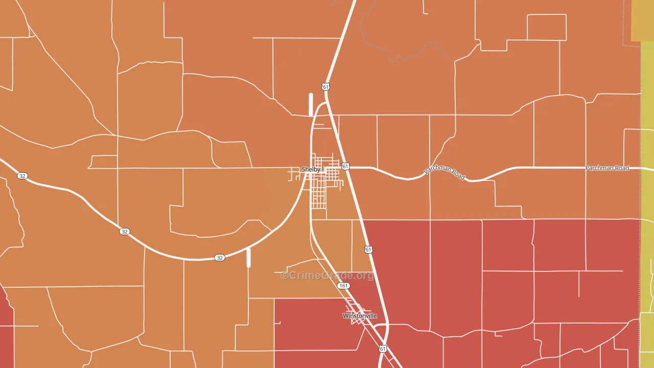 Shelby, MS Map of Assault Rates