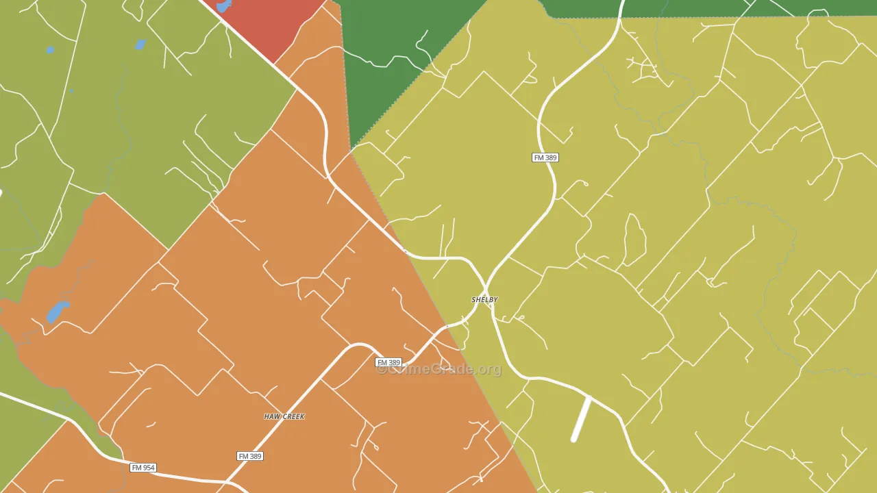 Shelby, TX Map of Assault Rates