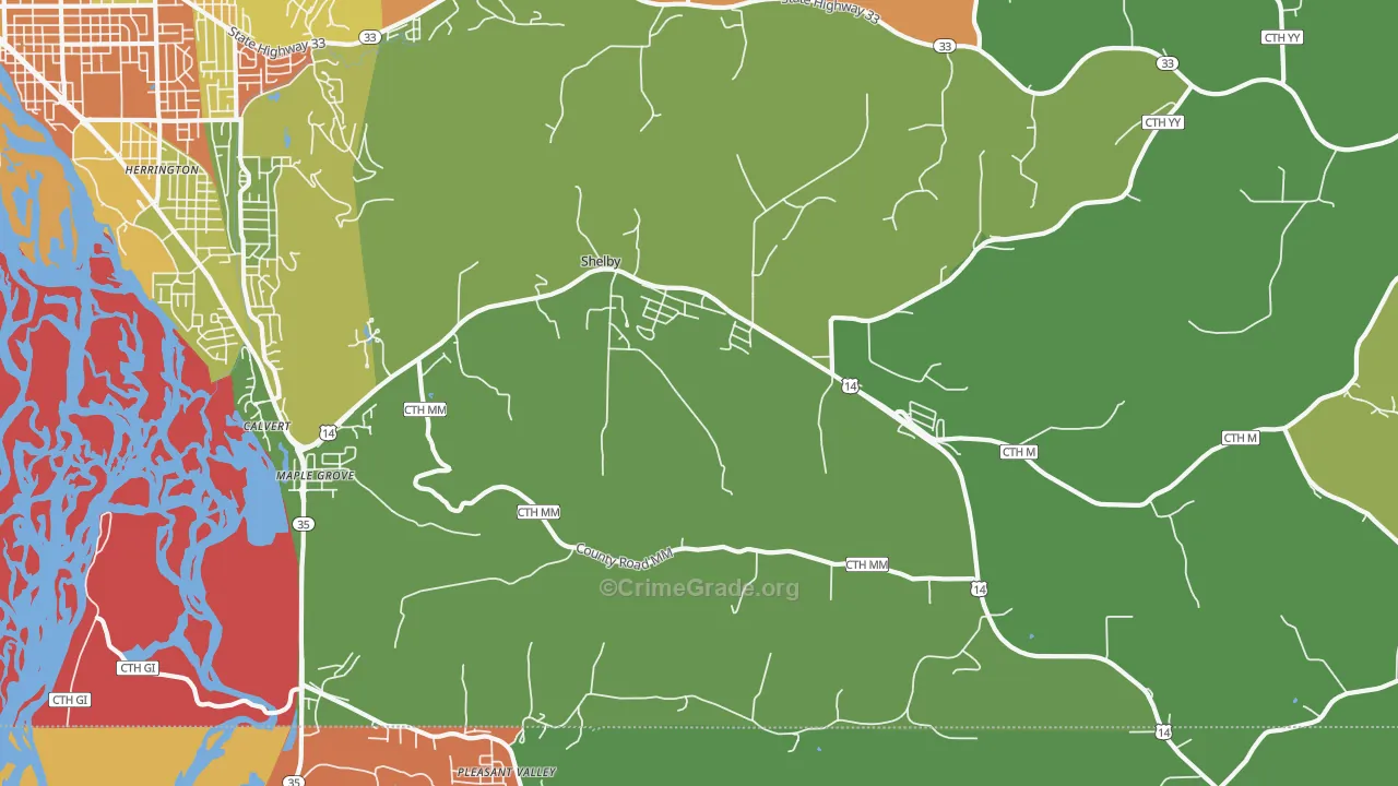 Shelby, WI Map of Assault Rates