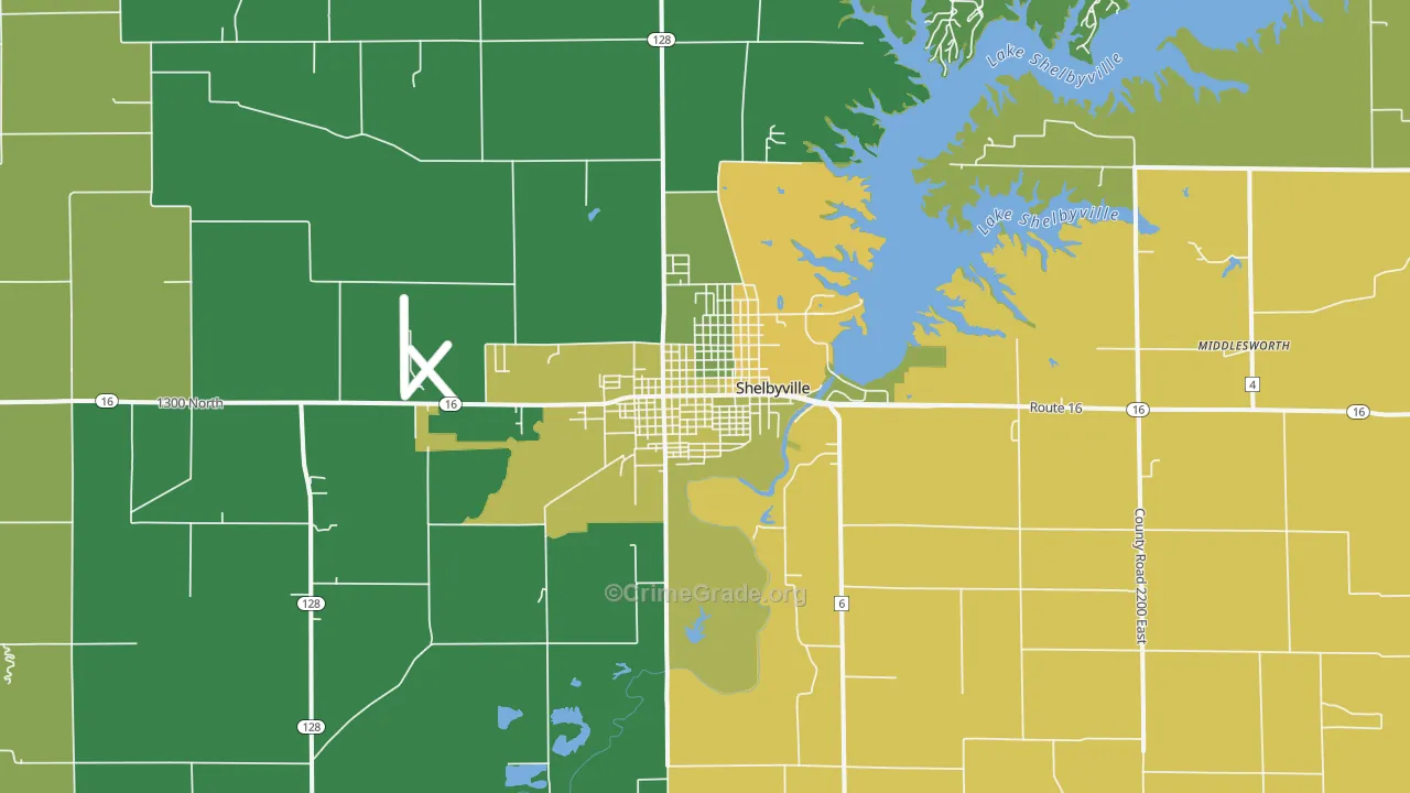 Shelbyville, IL Map of Assault Rates