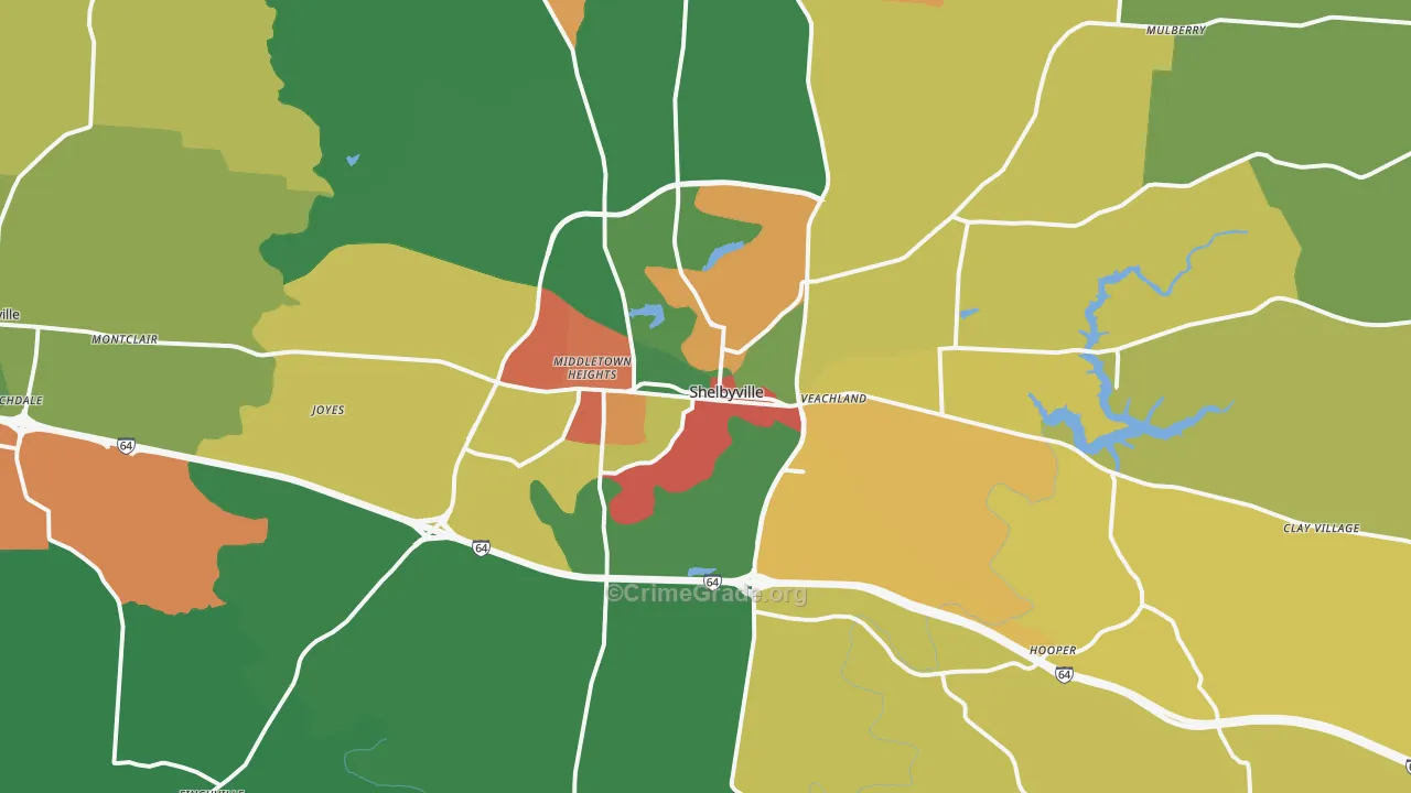 Shelbyville, KY Map of Assault Rates