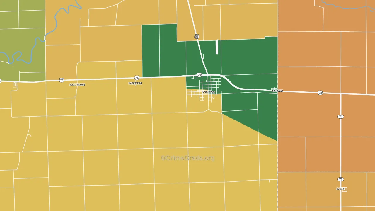 Sheldon, IL Map of Assault Rates