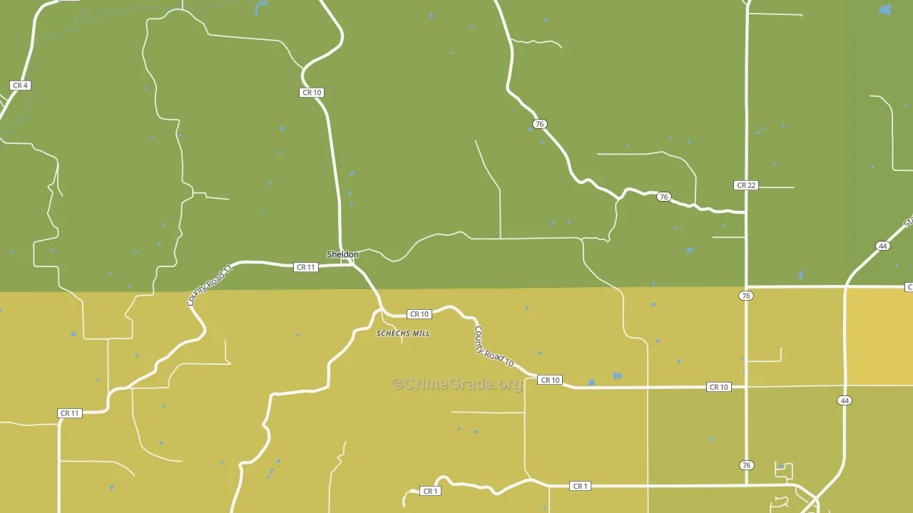 Sheldon, MN Map of Assault Rates