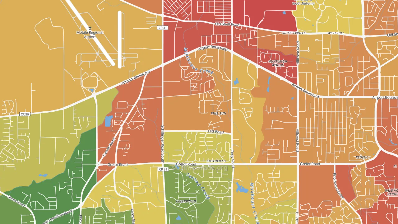 Sheldon, Mobile, AL Map of Assault Rates