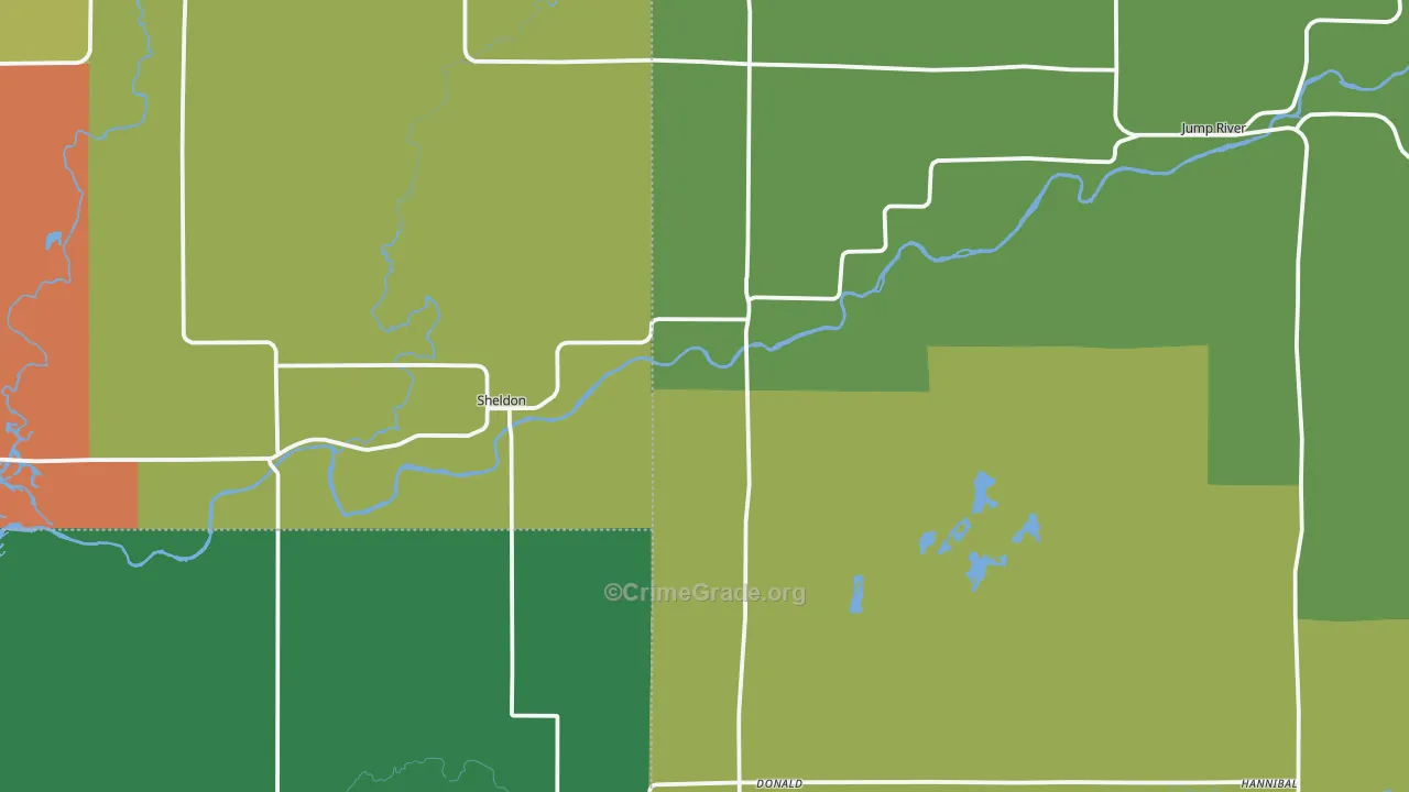 Sheldon, WI Map of Assault Rates