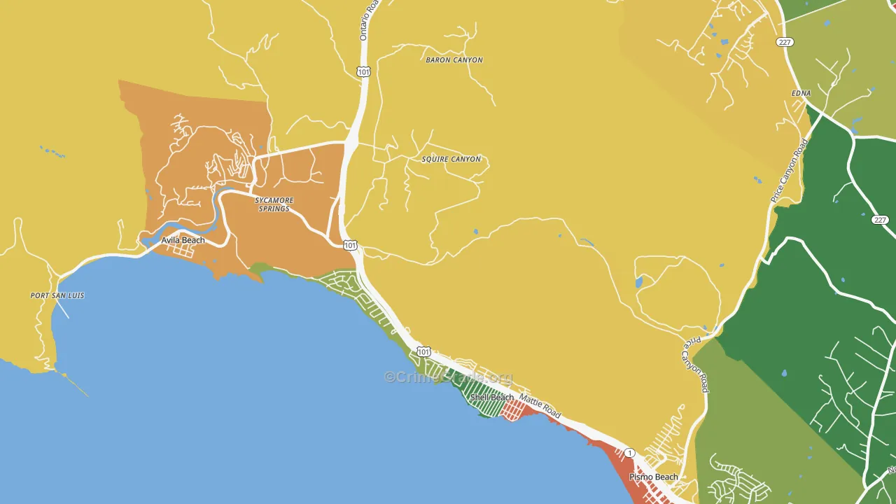 Shell Beach, CA Map of Assault Rates
