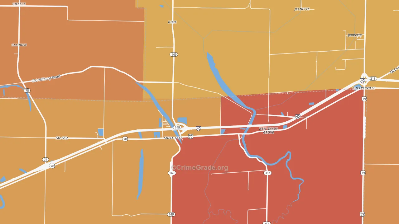 Shell Lake, AR Map of Assault Rates
