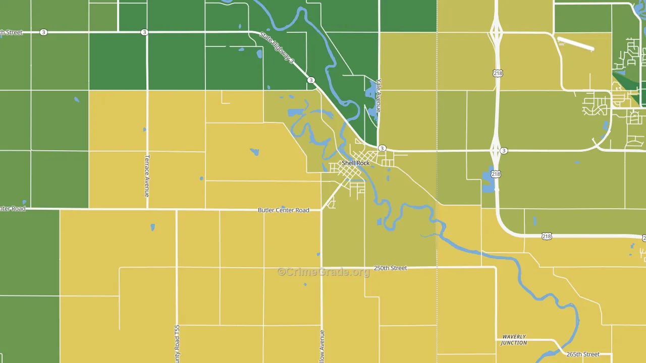 Shell Rock, IA Map of Assault Rates