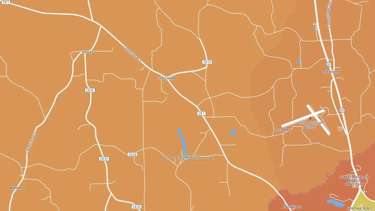 Shellhorn, AL Map of Assault Rates