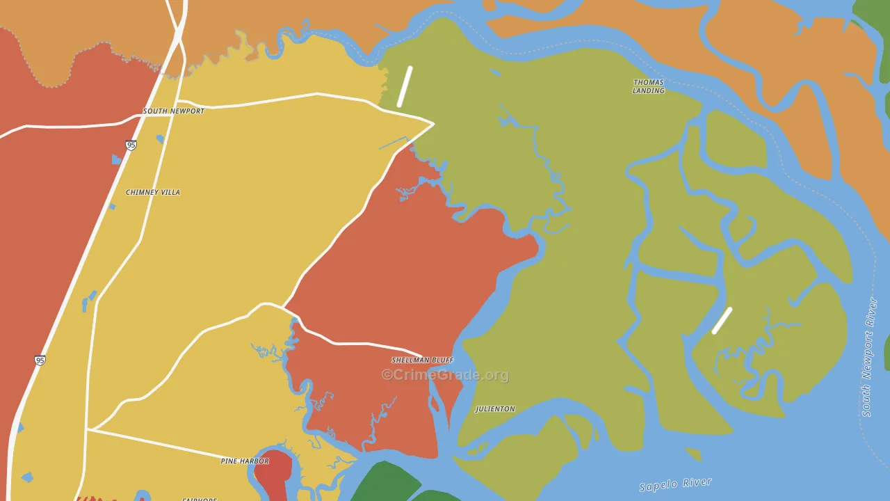 Shellman Bluff, GA Map of Assault Rates