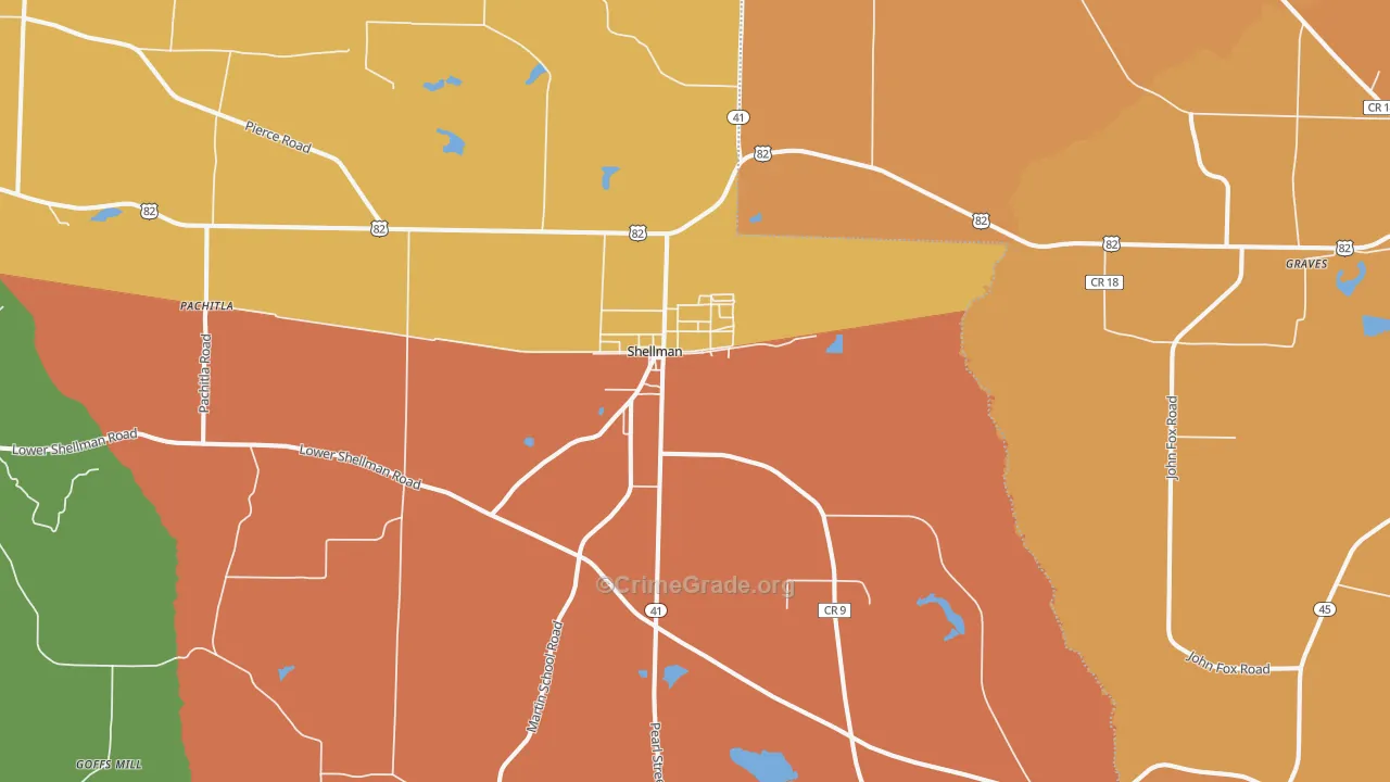 Shellman, GA Map of Assault Rates