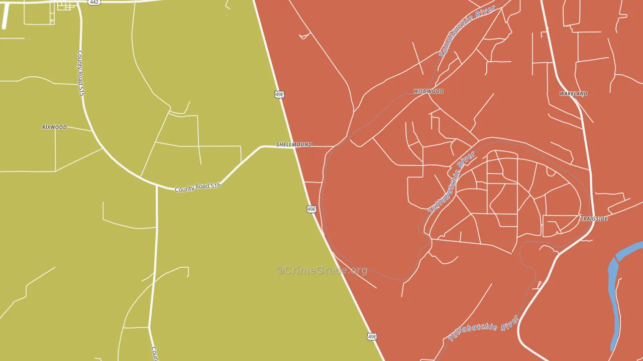 Shellmound, MS Map of Assault Rates