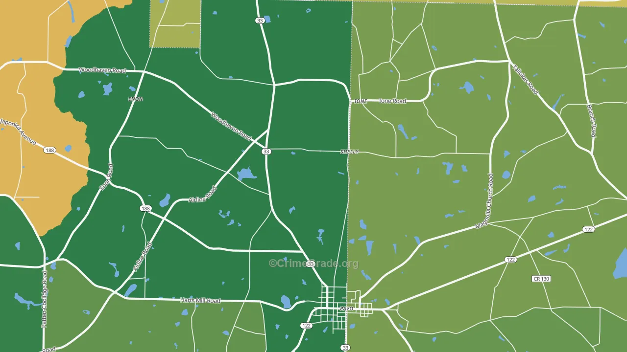 Shelly, GA Map of Assault Rates