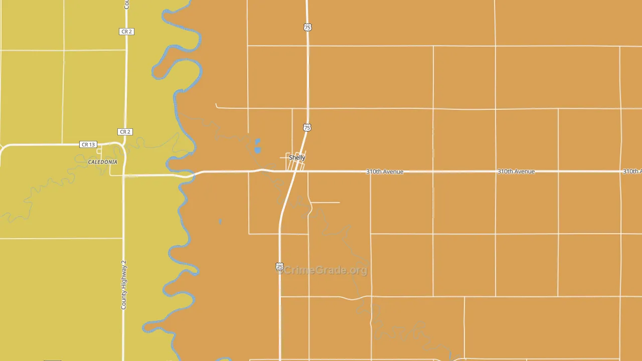 Shelly, MN Map of Assault Rates