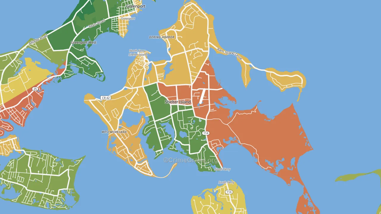 Shelter Island, NY Map of Assault Rates