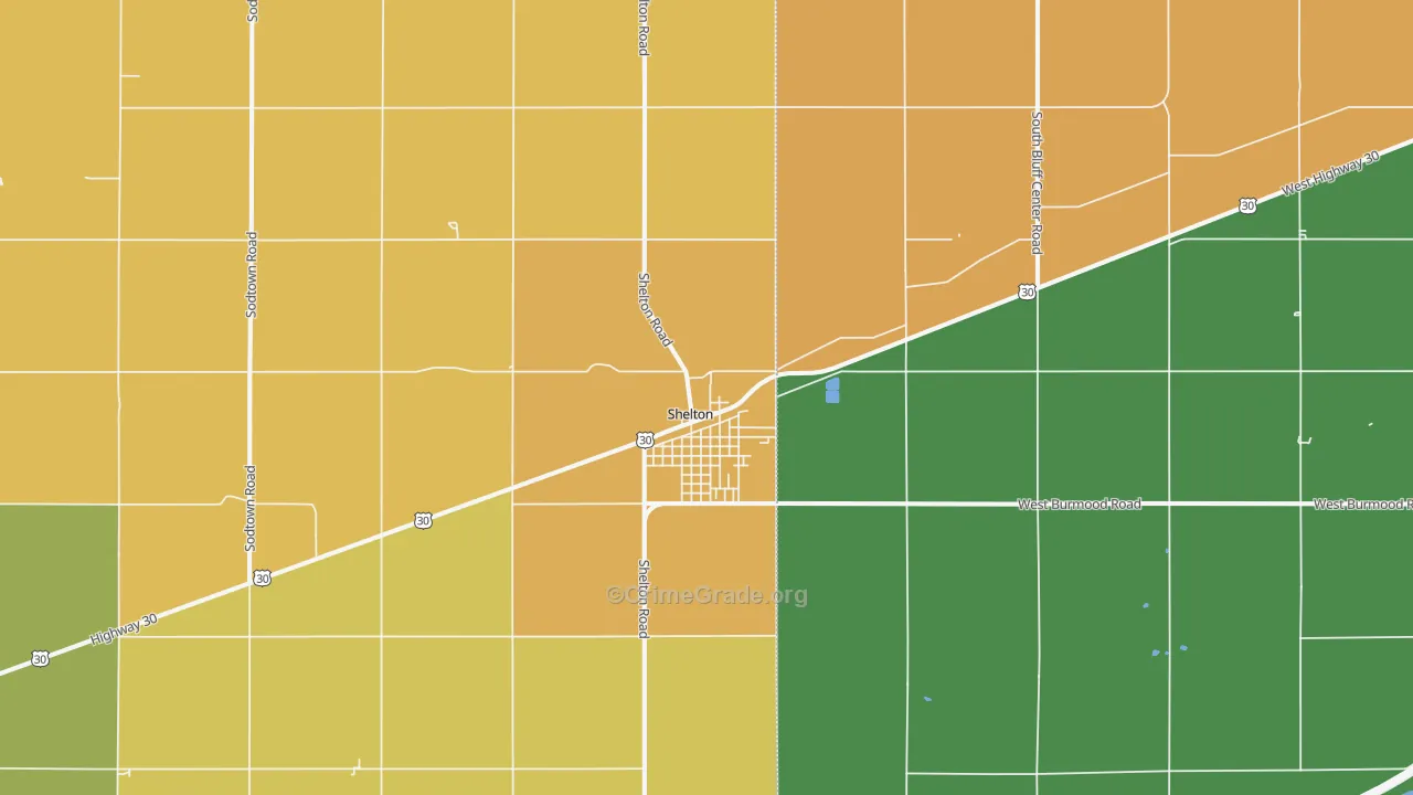 Shelton, NE Map of Assault Rates