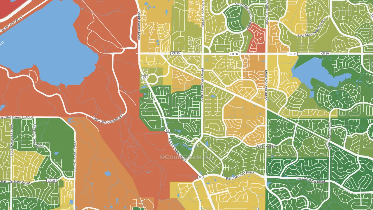 Shenandoah, Aurora, CO Map of Assault Rates