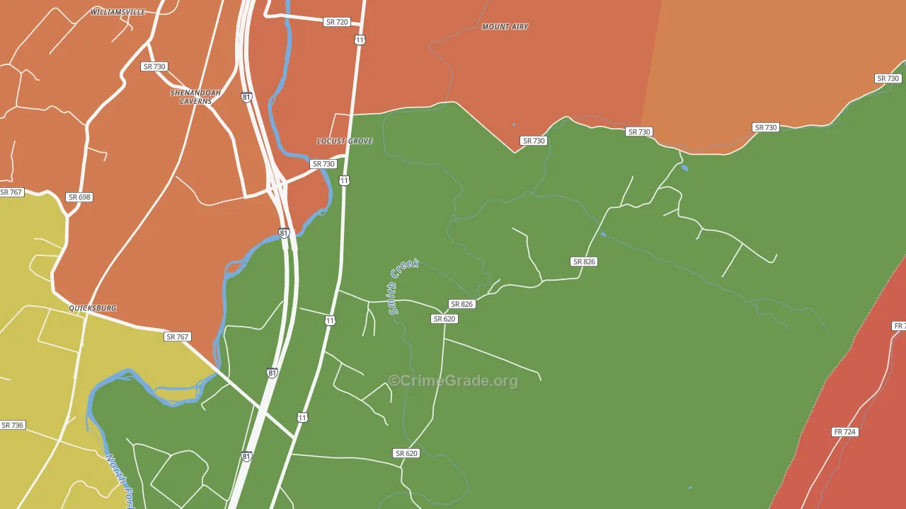Shenandoah Caverns, VA Map of Assault Rates