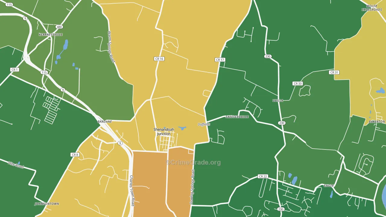 Shenandoah Junction, WV Map of Assault Rates