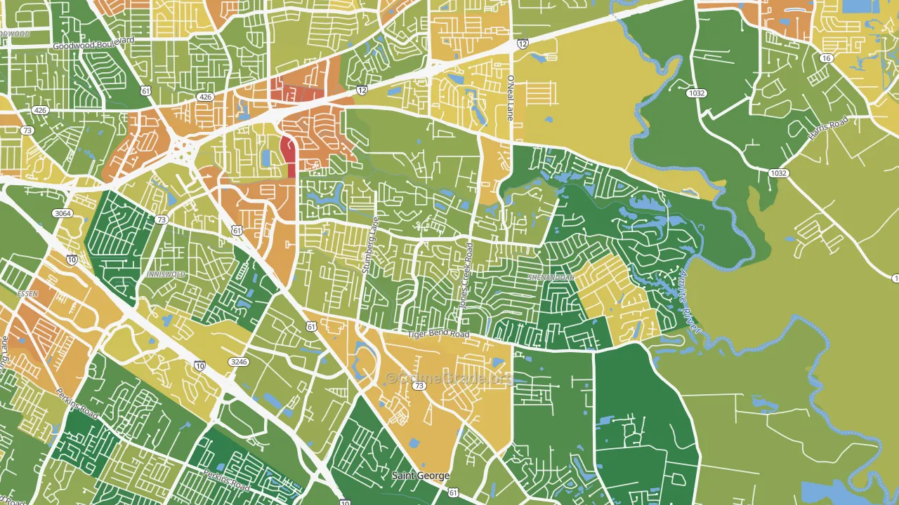 Shenandoah, LA Map of Assault Rates