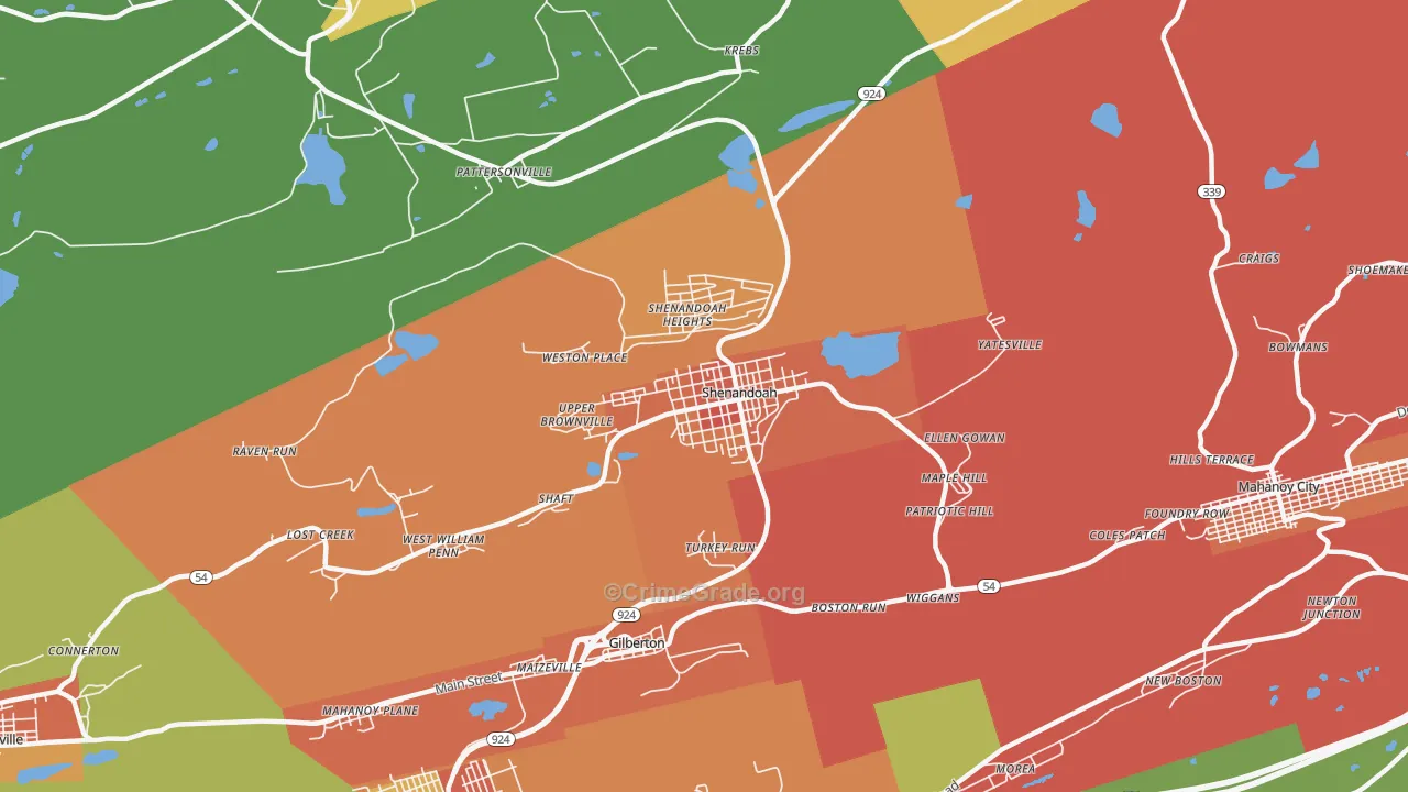 Shenandoah, PA Map of Assault Rates