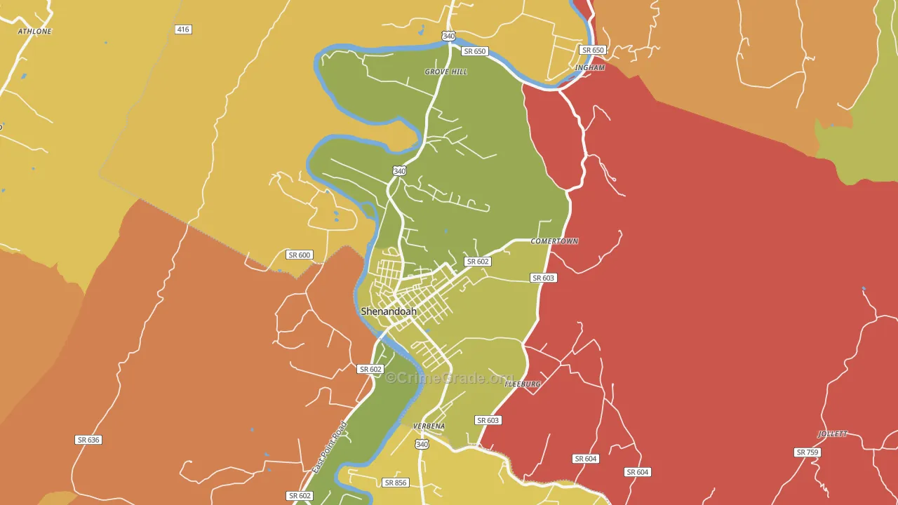 Shenandoah, VA Map of Assault Rates