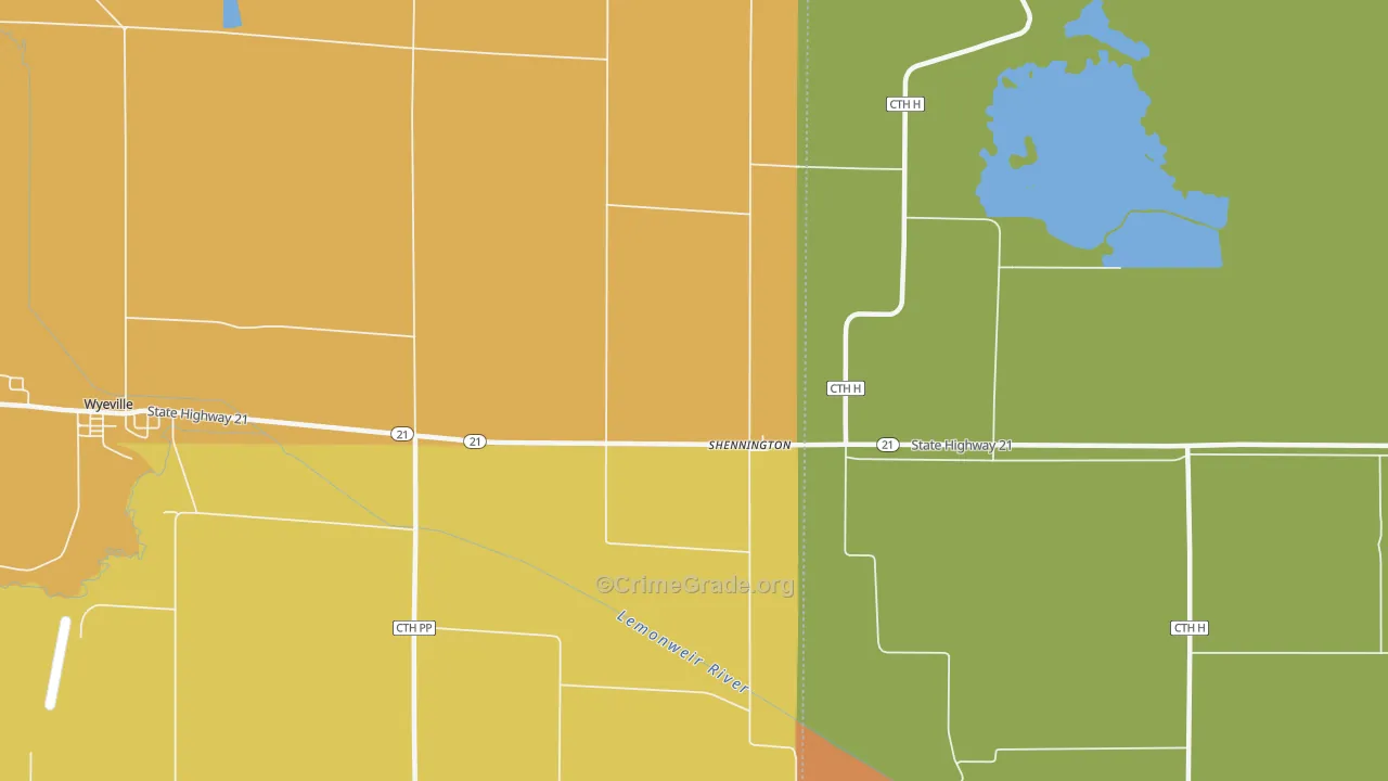 Shennington, WI Map of Assault Rates
